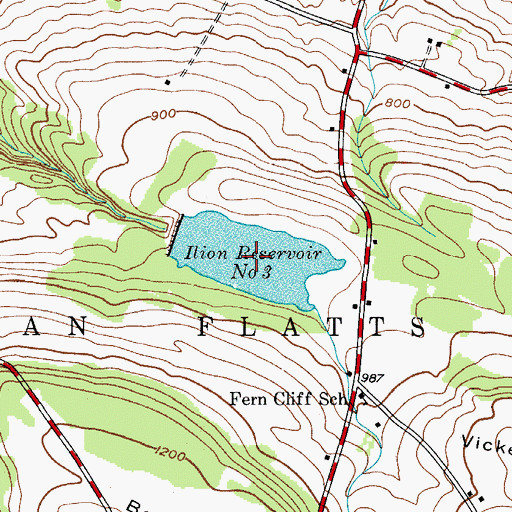 Topographic Map of Ilion Reservoir Number Three, NY