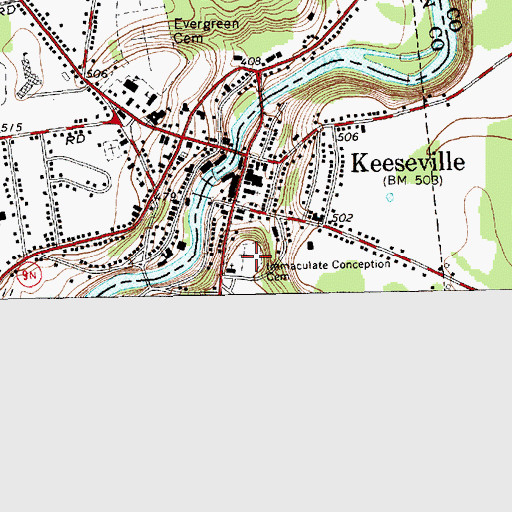 Topographic Map of Immaculate Conception Cemetery, NY