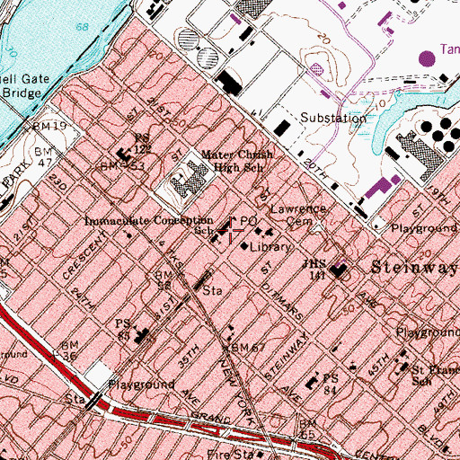 Topographic Map of Immaculate Conception School, NY