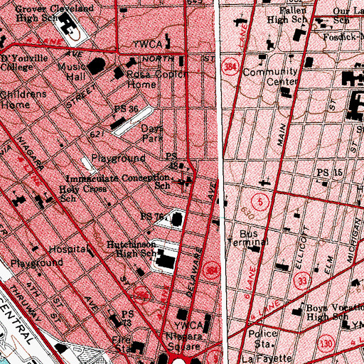 Topographic Map of Immaculate Conception School, NY