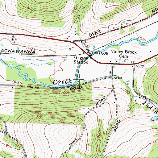 Topographic Map of Indian Creek, NY