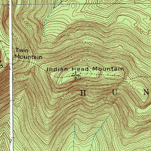 Topographic Map of Indian Head Mountain, NY