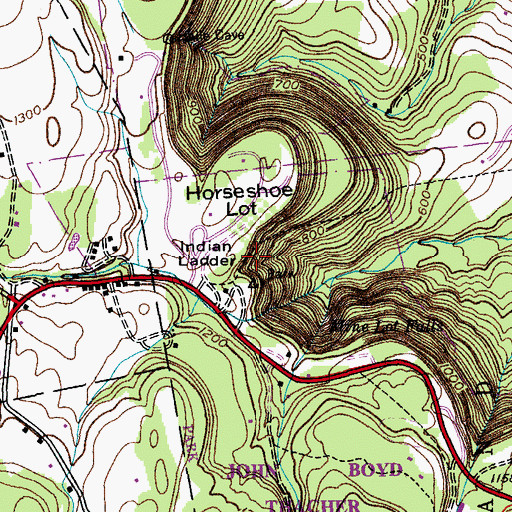 Topographic Map of Indian Ladder, NY