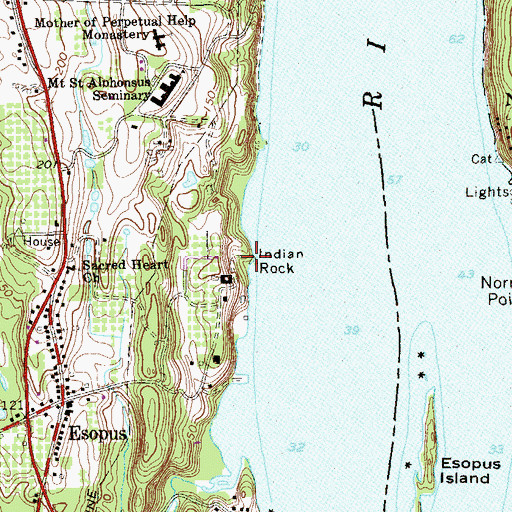 Topographic Map of Indian Rock, NY