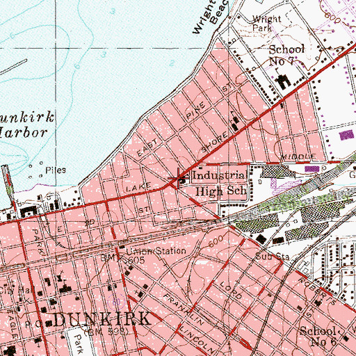 Topographic Map of Dunkirk Industrial High School (historical), NY