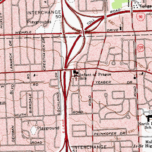 Topographic Map of Infant of Prague School, NY