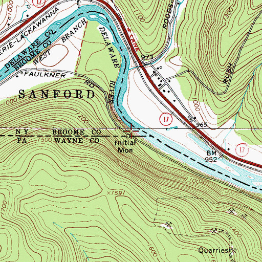 Topographic Map of Initial Monument, NY