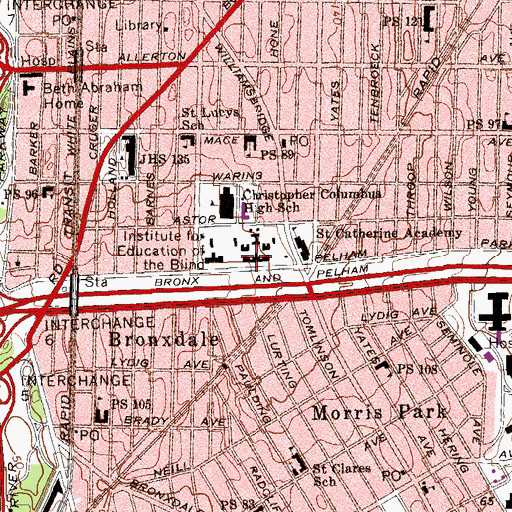 Topographic Map of Institute for Education of the Blind, NY