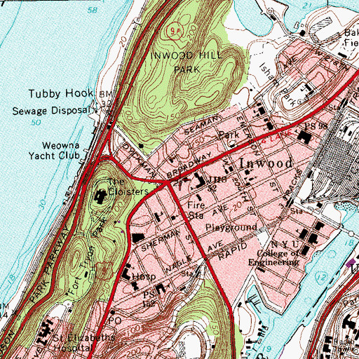 Topographic Map of Inwood, NY