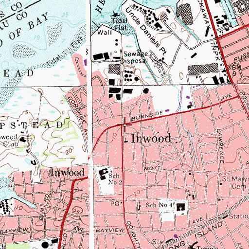 Topographic Map of Inwood, NY