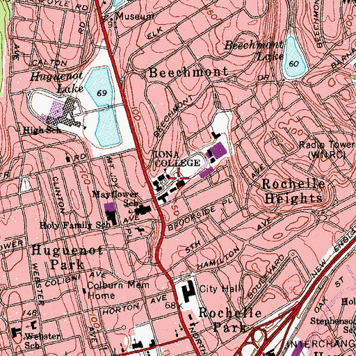 Topographic Map of Iona College, NY