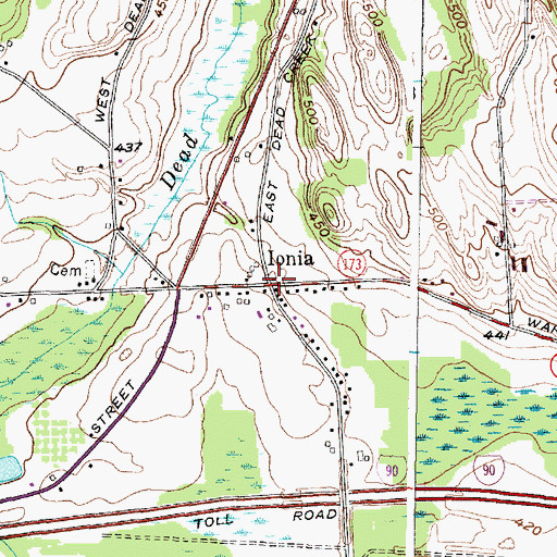Topographic Map of Ionia, NY