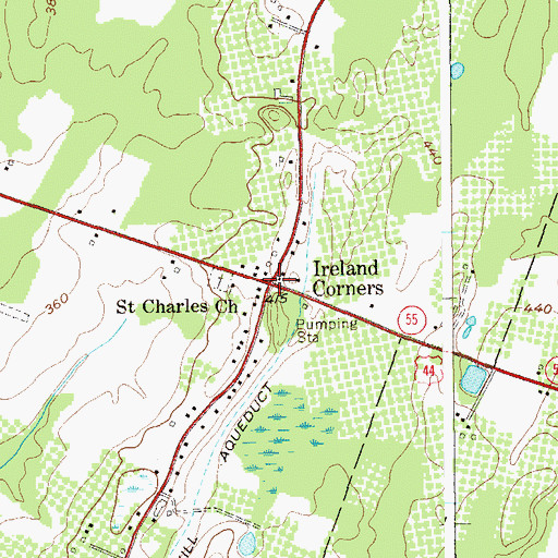 Topographic Map of Ireland Corners, NY