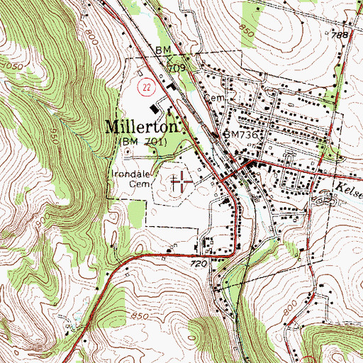 Topographic Map of Irondale Cemetery, NY