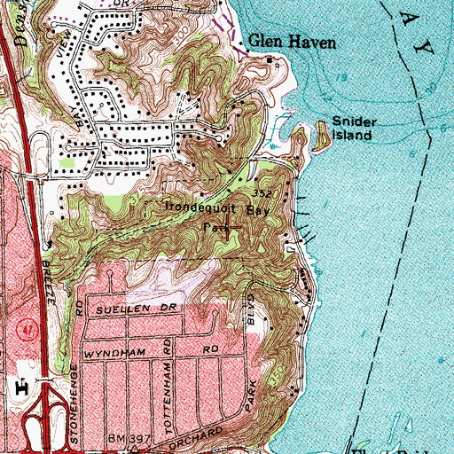 Topographic Map of Irondequoit Bay Park, NY