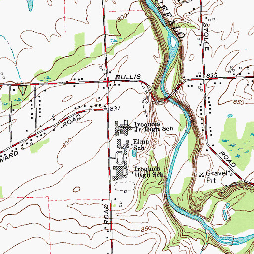 Topographic Map of Iroquois Senior High School, NY