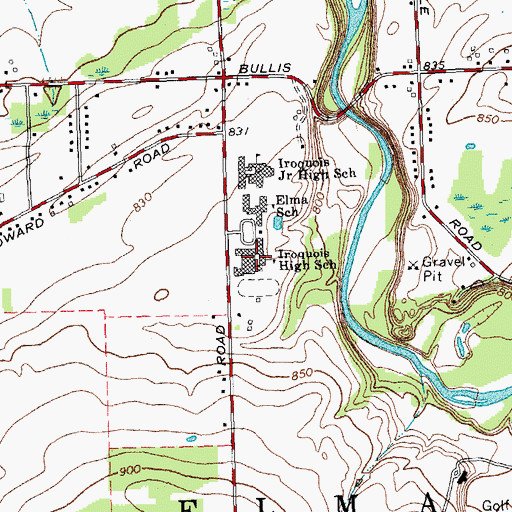 Topographic Map of Iroquois Middle School, NY