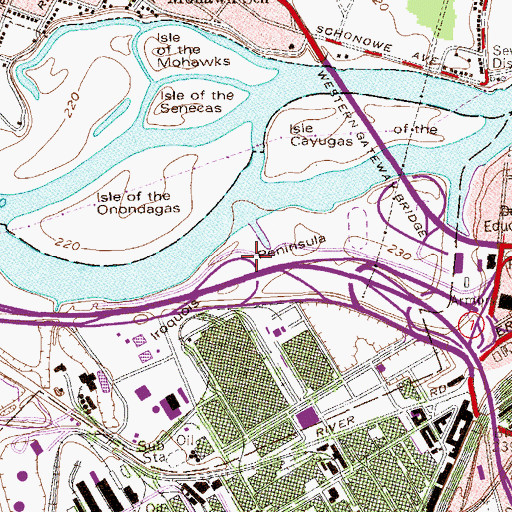 Topographic Map of Iroquois Peninsula, NY
