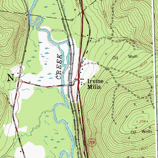 Topographic Map of Irvine Mills, NY