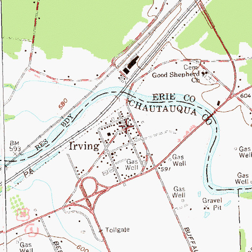 Topographic Map of Irving, NY