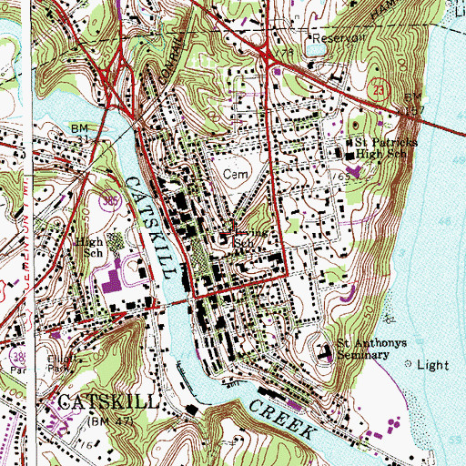 Topographic Map of Irving School, NY