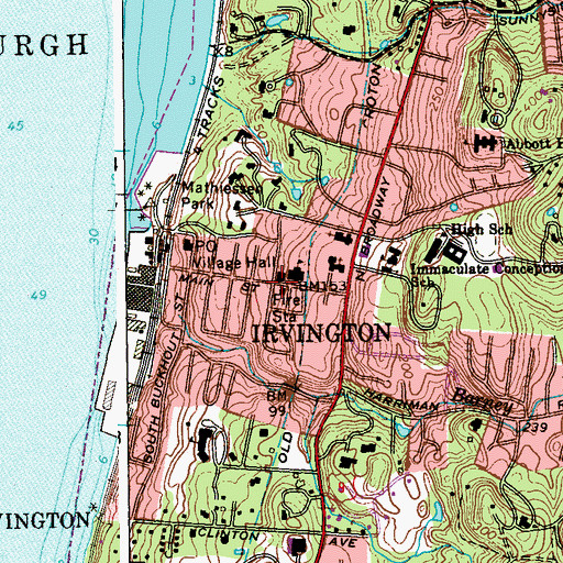 Topographic Map of Irvington, NY