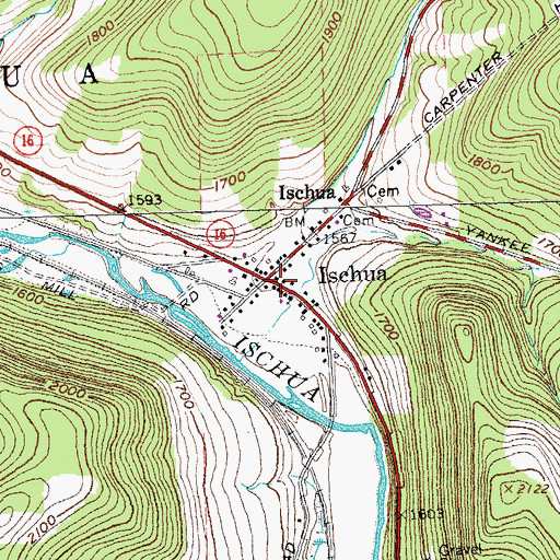 Topographic Map of Ischua, NY