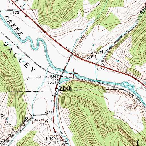 Topographic Map of Ischua Valley, NY