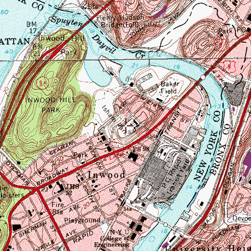 Topographic Map of Isham Park, NY