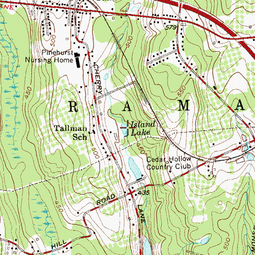 Topographic Map of Island Lake, NY