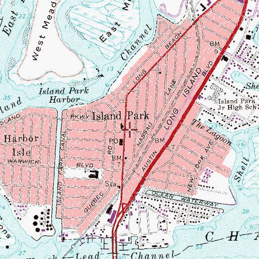 Topographic Map of Island Park, NY