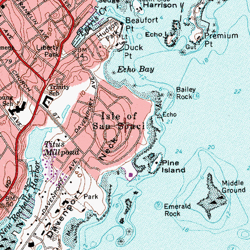 Topographic Map of Isle of San Souci, NY