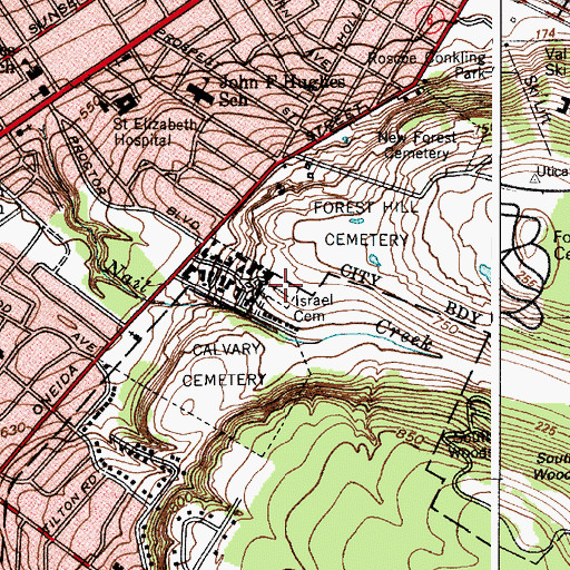 Topographic Map of House of Israel Cemetery, NY