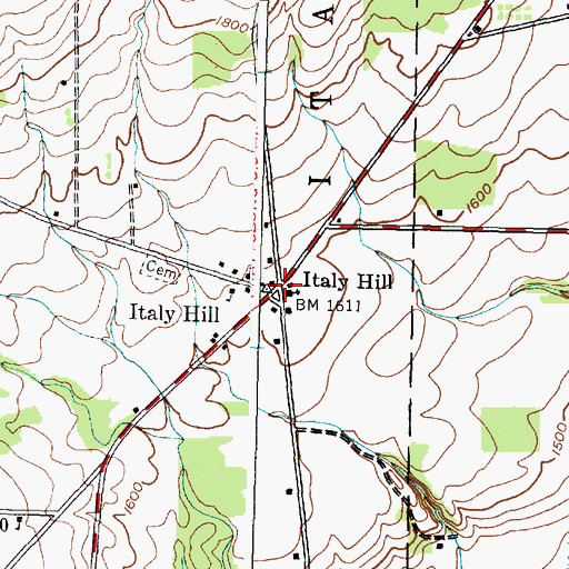 Topographic Map of Italy Hill, NY