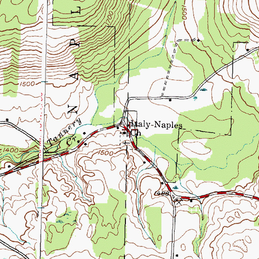Topographic Map of Italy Naples Church, NY