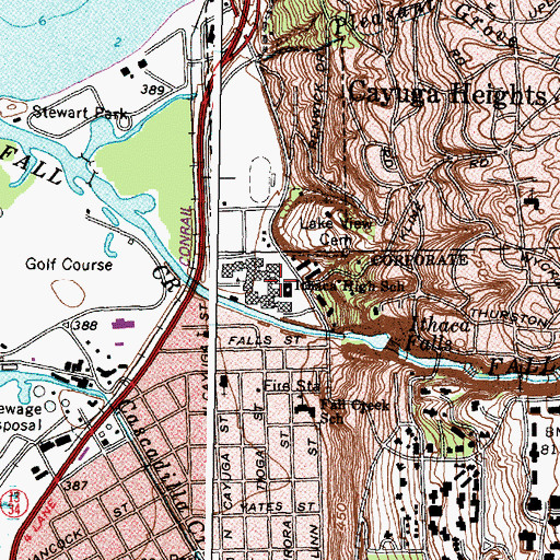 Topographic Map of Ithaca Senior High School, NY