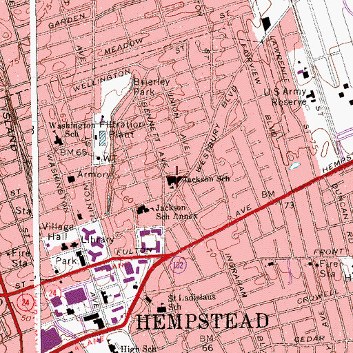 Topographic Map of Jackson Main Elementary School, NY