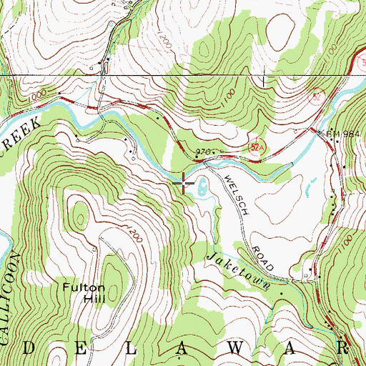 Topographic Map of Jaketown Creek, NY