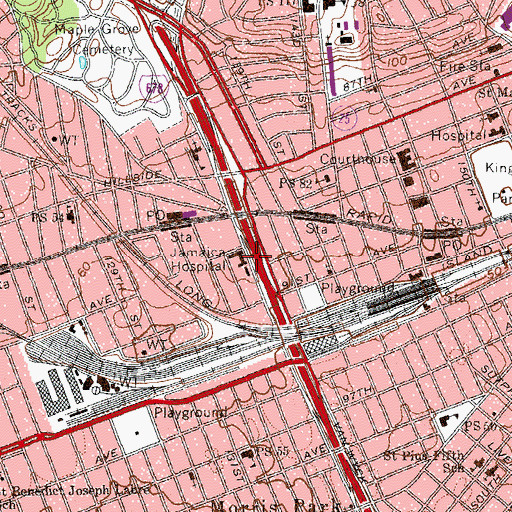 Topographic Map of Jamaica Hospital Medical Center, NY