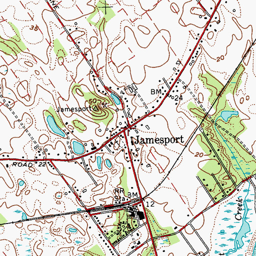 Topographic Map of Jamesport, NY