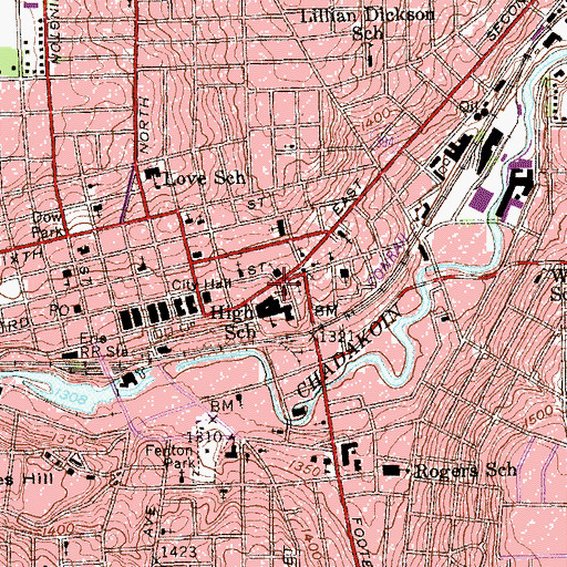 Topographic Map of Jamestown, NY