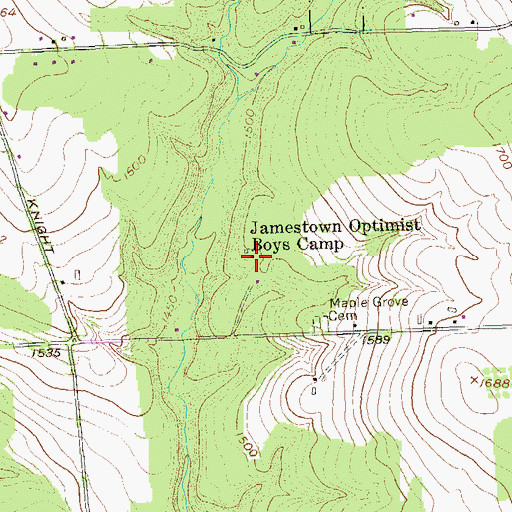 Topographic Map of Jamestown Optimist Boys Camp, NY