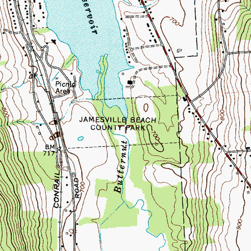 Topographic Map of Jamesville Beach Countt Park, NY