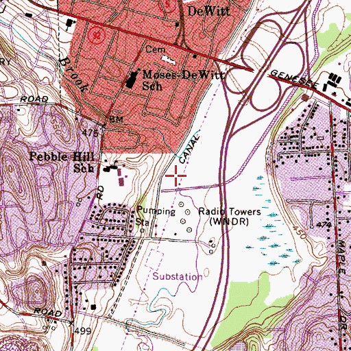 Topographic Map of Jamesville Canal, NY