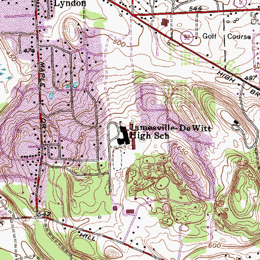 Topographic Map of Jamesville-Dewitt High School, NY
