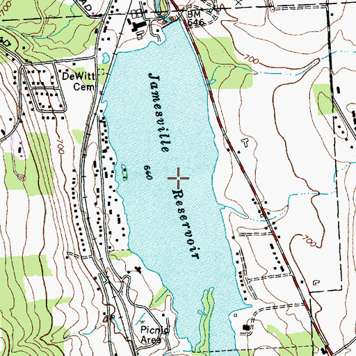 Topographic Map of Jamesville Reservoir, NY