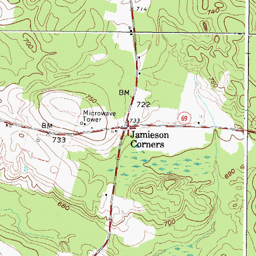 Topographic Map of Jamieson Corners, NY