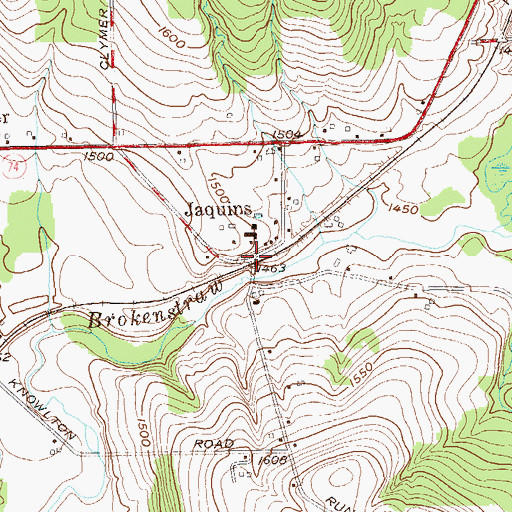 Topographic Map of Jaquins, NY