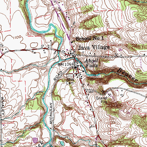 Topographic Map of Java Village Cemetery, NY