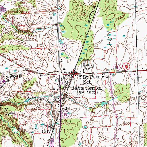 Topographic Map of Java Center, NY